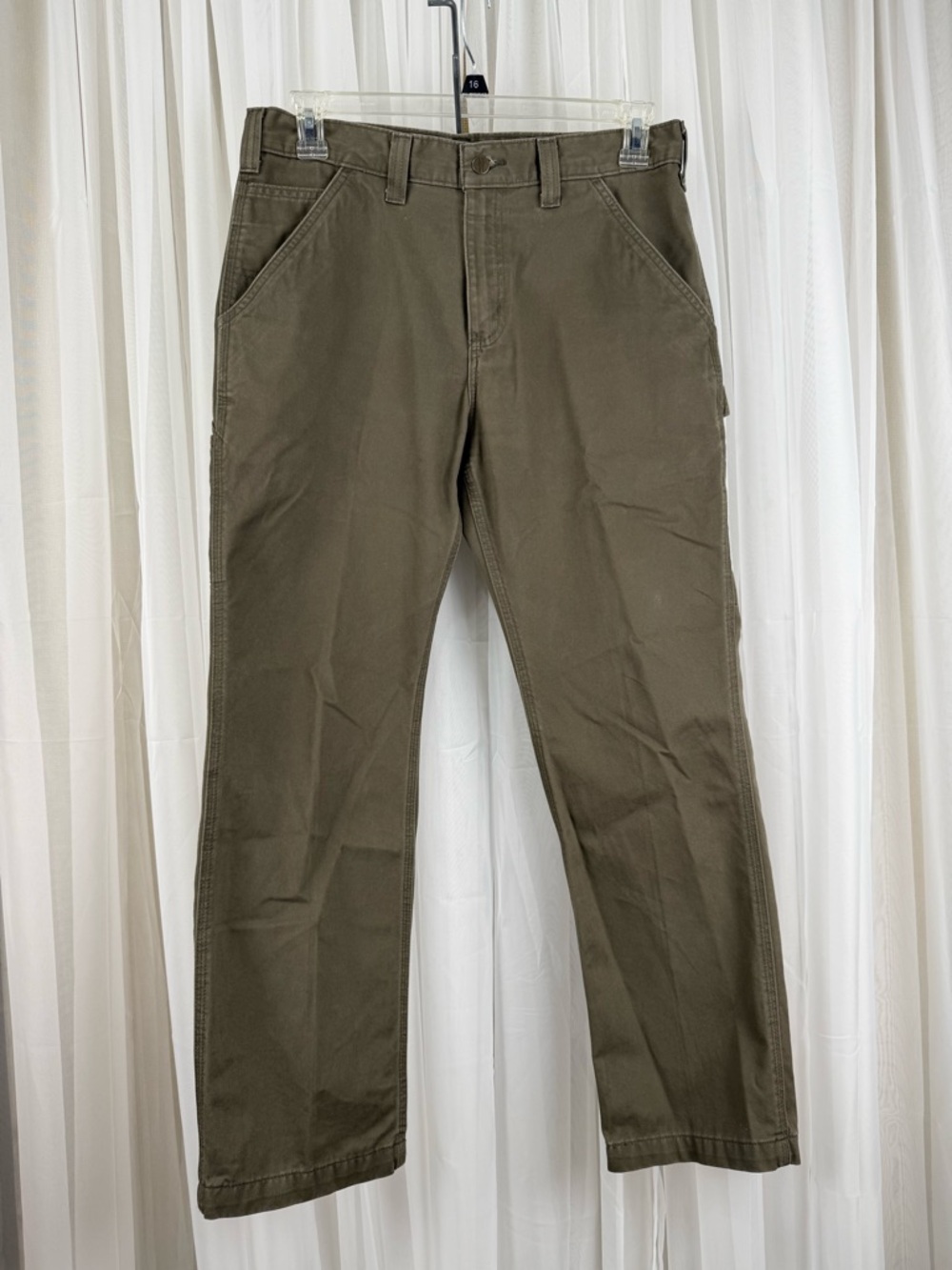 Carhartt Work Pants Mens 34 Olive Utility Carpenter Straight Leg
